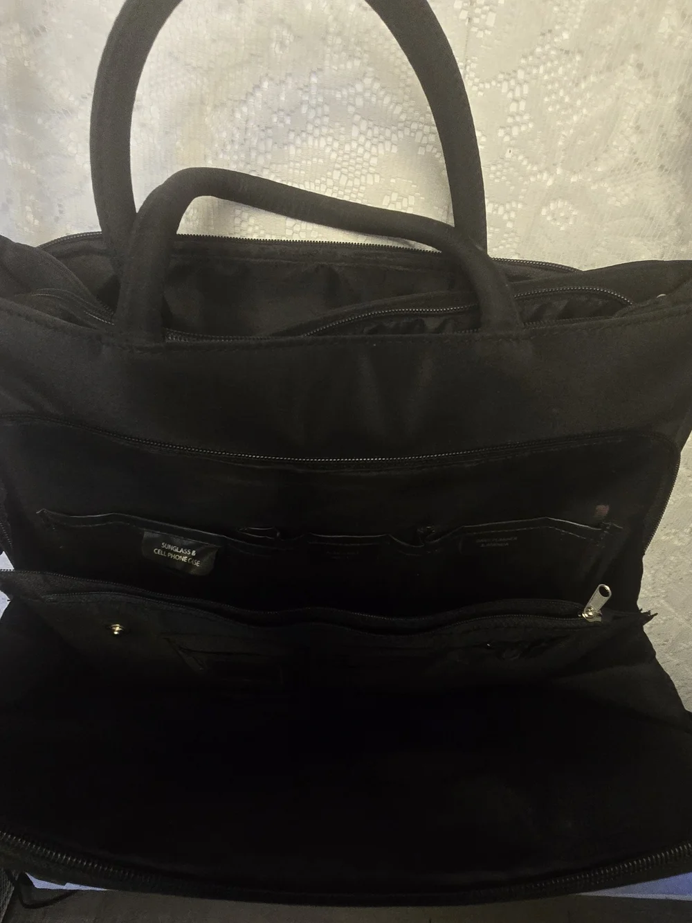 ​Multi-Pocket Black Nylon Organizer Briefcase Messenger Crossbody Bag